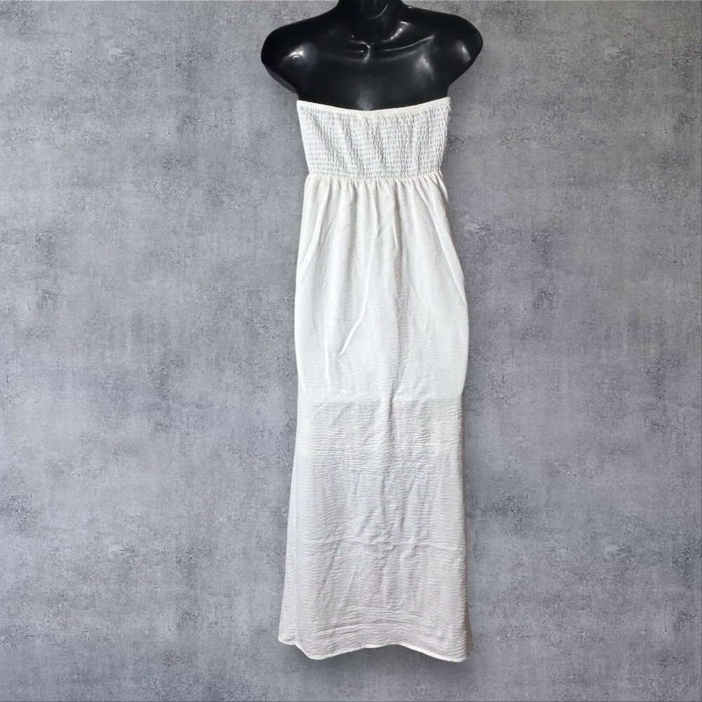 NEW No Boundaries Maxi Dress Womens XL (16-18) White Halter Sleeveless Strapless - Picture 2 of 10